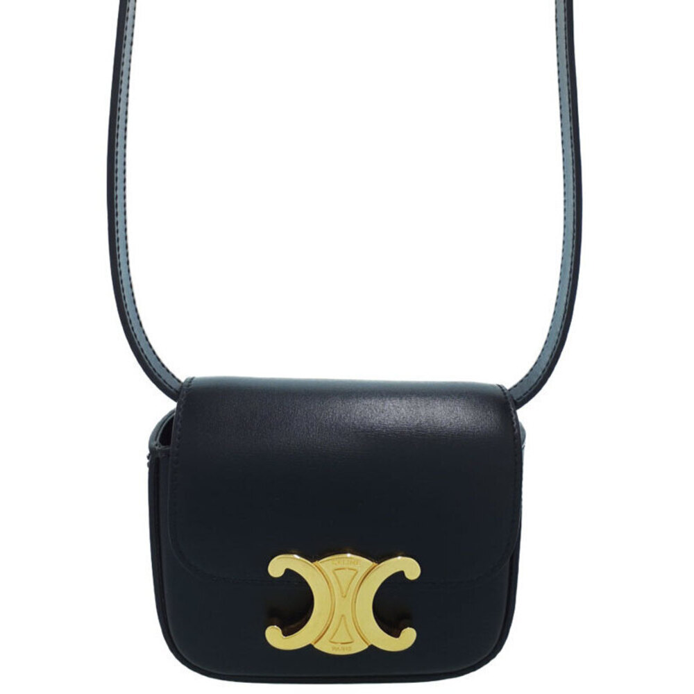 Celine Claude Crossbody bag shiny calfskin Black